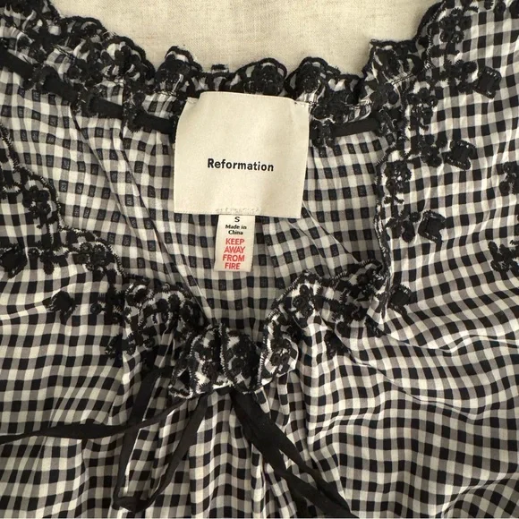 Reformation Pajama Set in Black Gingham - Picture 3 of 4